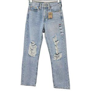 Levi’s Wedgie Straight Leg Destroyed Jeans Light Wash Women’s Size 25 High Rise